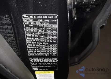 2020 Jaguar E-Pace Se P250 Awd Automatic from USA, damaged, VIN SADFP2FX8L1006766